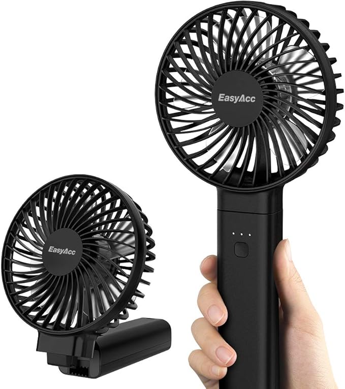 EasyAcc Handheld Fan, 5000mAh Battery Operated Portable Fan [20 Hours Quiet Powerful ] 4 Speed Power Indicator/One Touch Power Off Foldable for Travel Office Outdoor