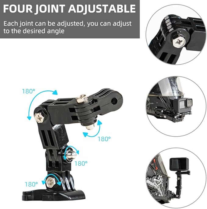 SUREWO Motorcycle Helmet Chin Mount Kits Compatible with GoPro Hero 13 12 11 10 9 8 7 6 5 Black,DJI Osmo Action 5 pro/4/3/2/AKASO/Campark/YI Action Camera,Insta360 Camera and More