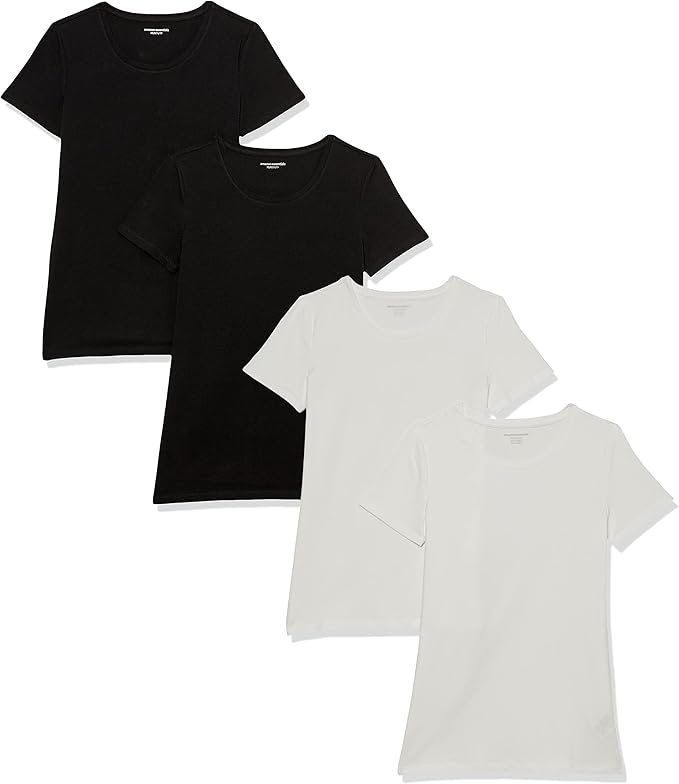 Amazon Essentials Women's Regular-Fit Short-Sleeve T-Shirt (Crewneck and V-Neck Options), Multipacks