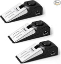 3 Pack Door Stop Alarm, Door Stopper with 120DB Security Alarm, Floor Wedge Door Stop Siren, Door Security Devices for Traveling, Apartment, Hotel and Home, Black