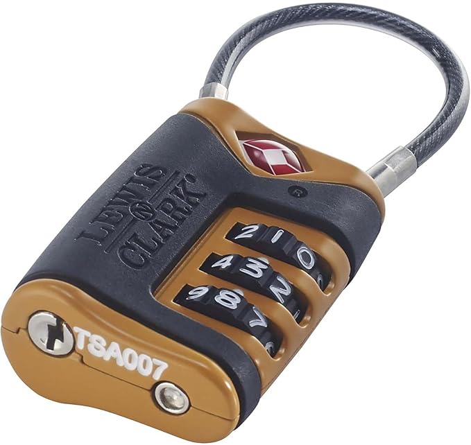 Lewis N. Clark TSA-Approved Combination Luggage Lock With Steel Cable (2-Pack), Orange, One Size