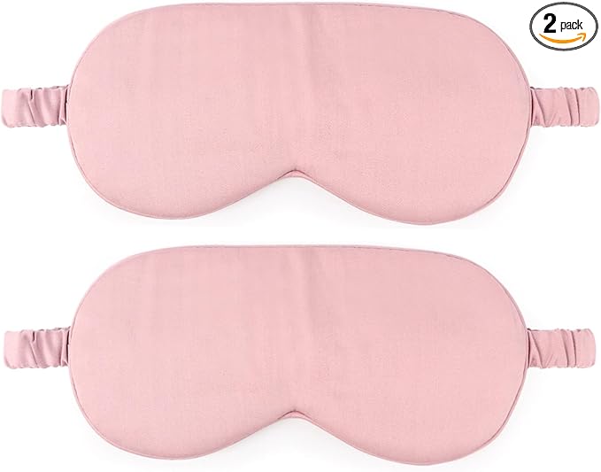 HBHLFZ Sleep Mask 2 Pack - Bamboo Viscose Fiber Sleeping Eye Mask - with Elastic Band/Headband - Comfort Sleeping Shade - for Nighttime Sleeping, Traveling & Napping（Pink）