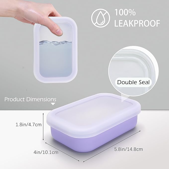 AIDIMMING Enhanced Leakproof Silicone Travel Shampoo bar Holder, Shampoo and Conditioner Bar Container, Soap Box for Handmade Soap, Shatterproof Soap Holder for Save Soap (Clear&Violet)