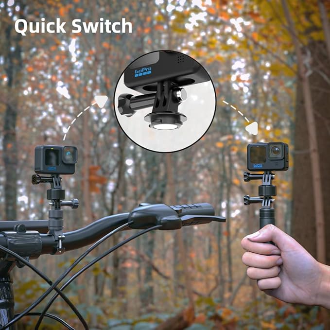 Magnetic Accessories for GoPro, Quick Release Base for Bike, Selfie Stick, Monopod, Tripod Mount, Compatible with GoPro Hero 13/12/11/10 Black, Akaso, Insta, DJI and More (Magnetic Accessories)
