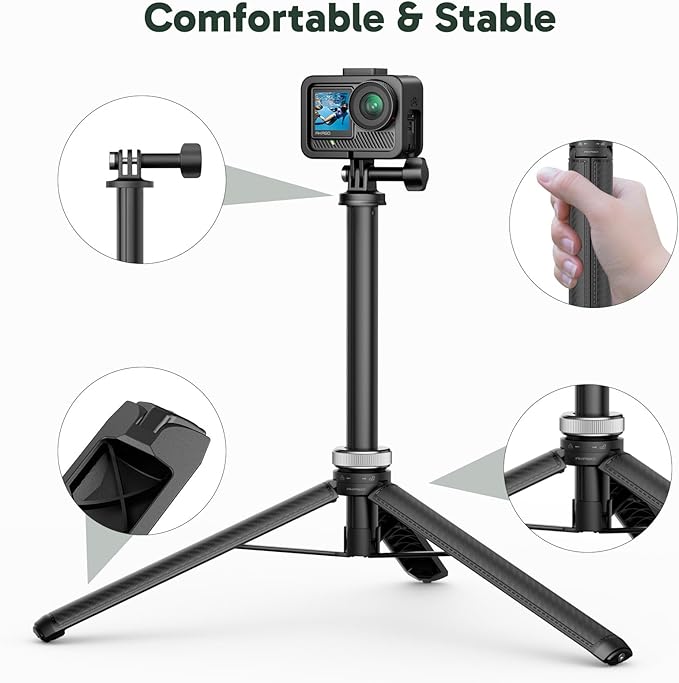 AKASO 63"/160cm Selfie Stick Extendable Tripod Stand Action Camera Accessories for GoPro Hero 13/12/11, DJI Osmo Action 5/4/3, AKASO EK7000/Brave 4/Brave 7 LE/Brave 8 and ODDV, ICEFOX Action Cameras