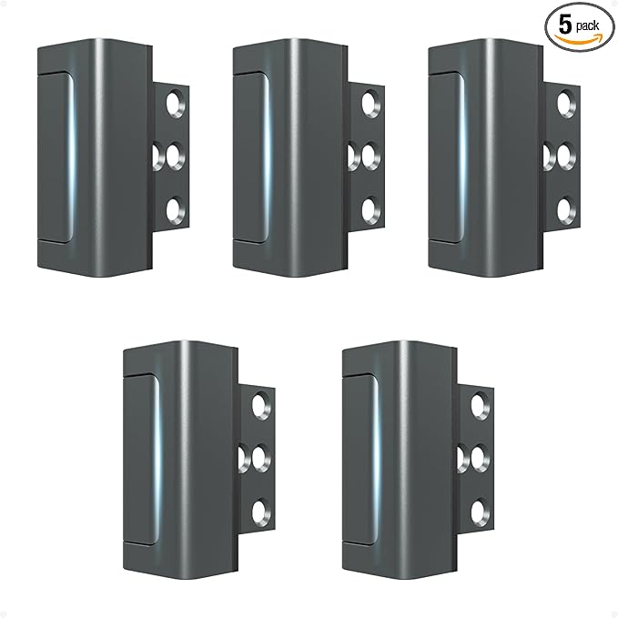 Door Reinforcement Lock,5PACK Home Security Door Lock Withstands 800 lbs, Childproof Top Door Lock Latch for Toddlers Safety, Inside Night Defender for Inward Swinging Doors