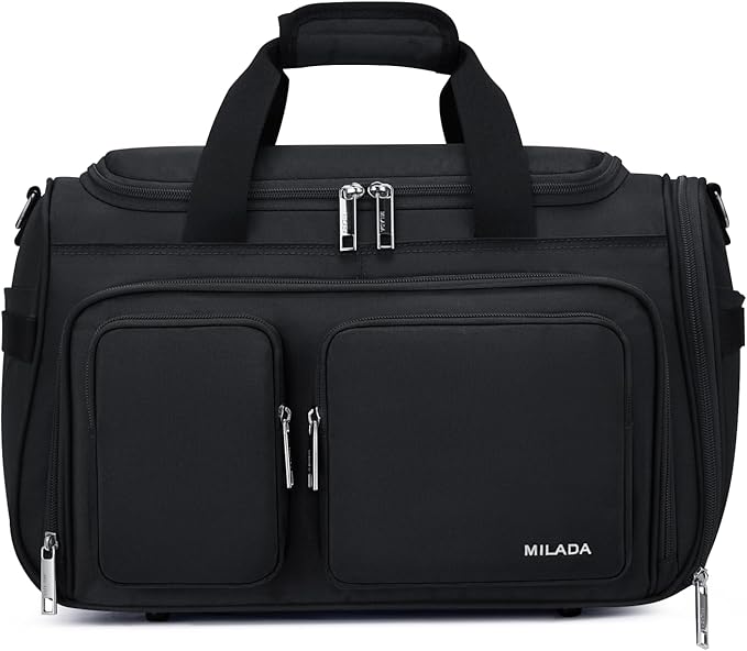 MILADA Underseat Carry On Luggage Bags for Travel Lightweight Foldable Carry On Bags for Airplanes Small Duffle Bag for Men Women TSA Approved Underseat Bag Travel Tote Bags, Black