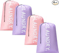 4 Pack XL Travel Laundry Bag, Machine Washable Dirty Clothes Organizer with Drawstring,Large Enough to Hold 4 Loads of Laundry, Easy Fit a Laundry Hamper or Basket Travel Essentials 24" x 36"