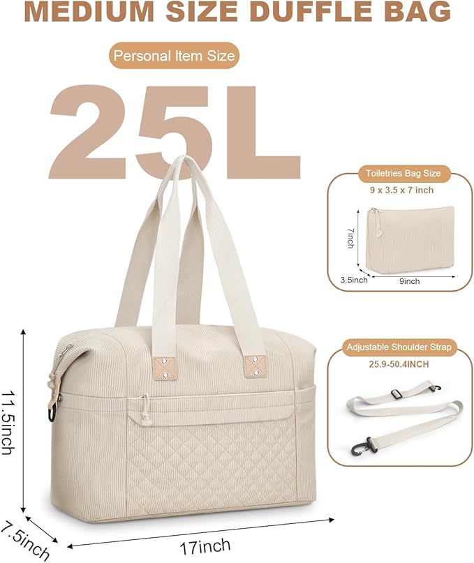 Pritent Travel Duffle Bag, Waterproof Weekender Overnight Hospital Bags for Women Men with Toiletry Bag Lightweight Carry on Personal Item Duffle Gym Bag for Travel, Airplanes, Sports