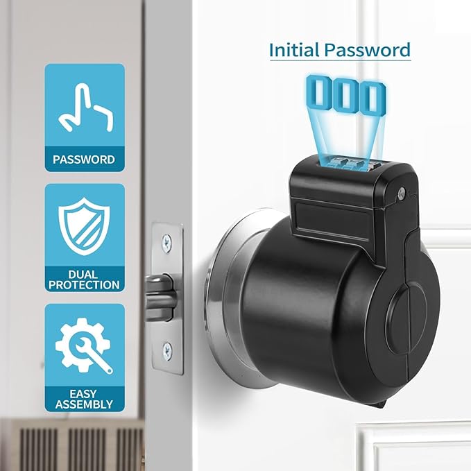Door Knob Lock Combination Child Proof Door Knob Cover Lock Out Device for Bedroom, Bathroom,Faucet, Water Gas Valve, Temporary Door Handle Lock Prevents Access to Keyhole Dementia Elderly