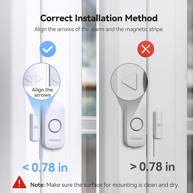 Door Window Alarm for Kids Safety, VOXON Door Alarm for Home Security Personal Security Window Alarms Sensor Burglar Door Alarm for Home, Cars, Sheds, Caravans DIY Kit Pack of 4