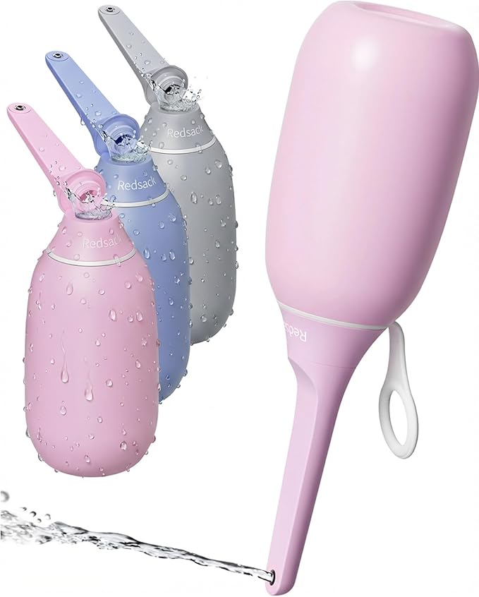 High Pressure Portable Bidet for Travel,Foldable Flip-Top Peri Bottle with Hook Ring,Handheld Bidet Sprayer for Personal Hygiene,BPA-Free,400ML Personal Toilet for Women Men Baby Cleaning(Pink)