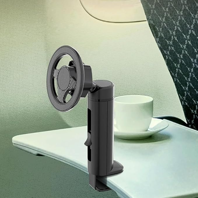 ARFUKA Magnetic Phone Holder Mount for Airplane Travel - Adjustable 360° Rotation, Hands-Free Desktop Mount & Phone Stand (Home Office & Airplane Travel Essentials)