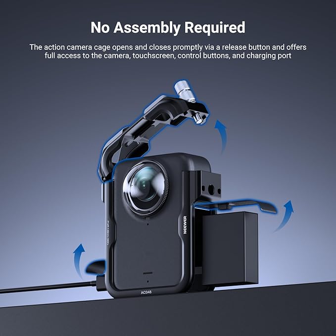 NEEWER Osmo 360 Cage Stabilizer Rig Video for Action Camera Aluminum Alloy with Protective Cover, Compatible with DJI Osmo 360 Combo Accessories and Quick Release Magnetic Ecosystem, AC048