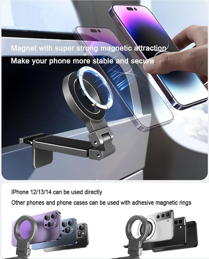 Universal Magnetic Airplane Phone Holder Multi-Directional 360° Rotation Phone Mount Flexible Rotation Travel Essentials Adjustable Phone Stand