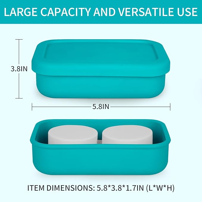 Leak Proof Travel Soap Case,Large Silicone Travel Soap Holder,Portable Soap Box with Drainage Layer,Bathroom Shatter Proof,Suitable for Travel, Bathroom, Camping, Gym(Green)