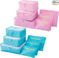 12 Set Travel Packing Cubes Luggage Packing Bags Reusable Lightweight Suitcase Organizer Cubes Set for Travel Accessories (Sky Blue+Pink)