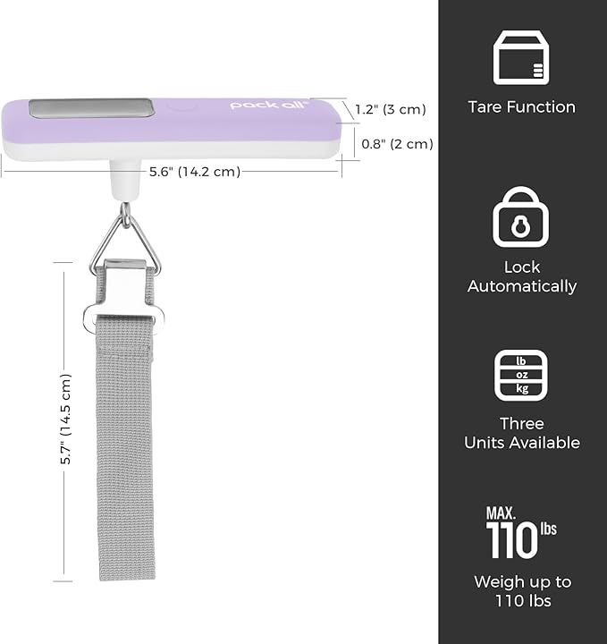 pack all 110 Lbs Luggage Scale, Digital Handheld Luggage Scale, Travel Weight Scale for Luggage with Backlit LCD Display, Battery Included