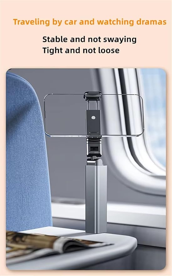 Universal Travel Essentials Phone Holder for Planes Car Portable Cell Phone Stand for Desk for iPhone Samsung Smartphones (Gray)
