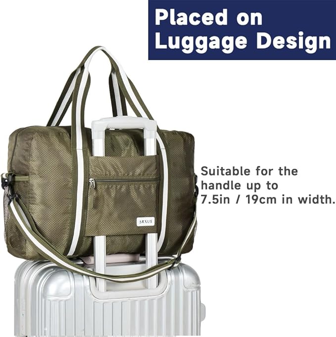 Arxus Foldable Tote Bag for Travel Expandable Lightweight Carry On Luggage 22L Packable Duffle Bag for Traveling