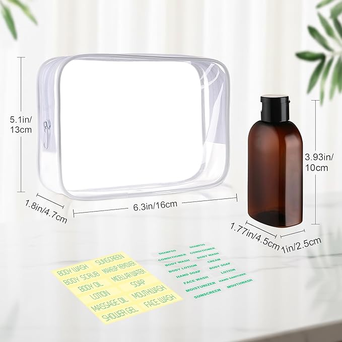 Cosywell Travel Bottles for Toiletries 5pcs 3.4oz TSA Approved Travel Shampoo Bottles Leak Proof Small Plastic Squeeze Bottle Empty Lotion Containers with Flip Cap(Brown)