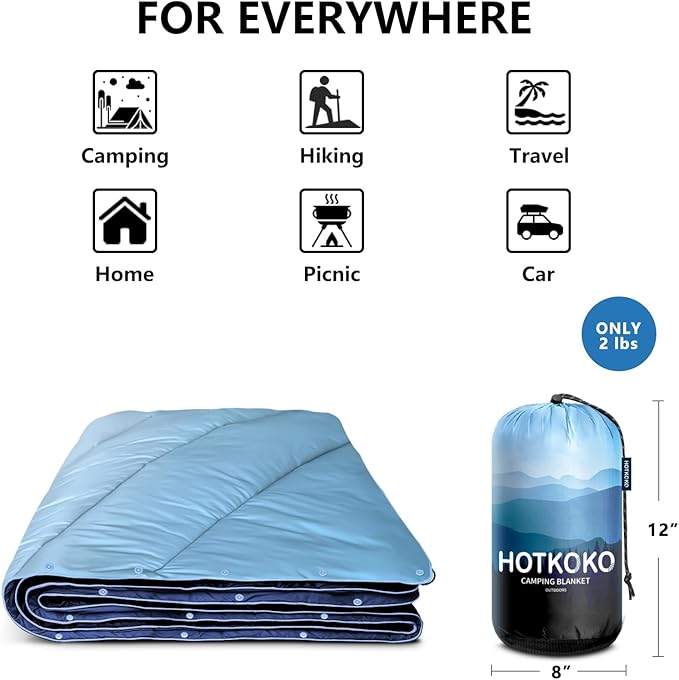 Camping Blanket, Puffy Polar Fleece Blanket Lightweight Warm Outdoor Blanket for Camping,Traveling, Stadium, Hiking, Picnics