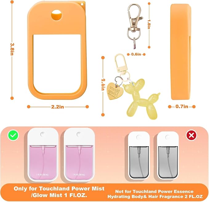 Silicone Case Compatible with Touchland Hand Sanitizer Spray, Protective Case for Power Mist and Glow Mist 1 fl oz