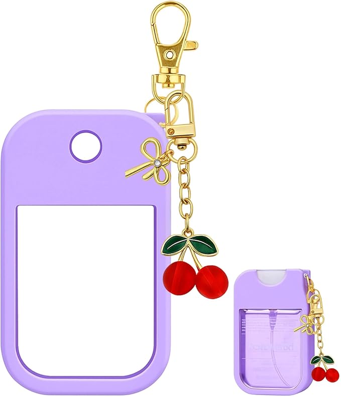 SAANG & JAT Hand Sanitizer Spray Case Compatible with Touchland, Silicone Holder Cherry Keychain for Touch Land Mist Case