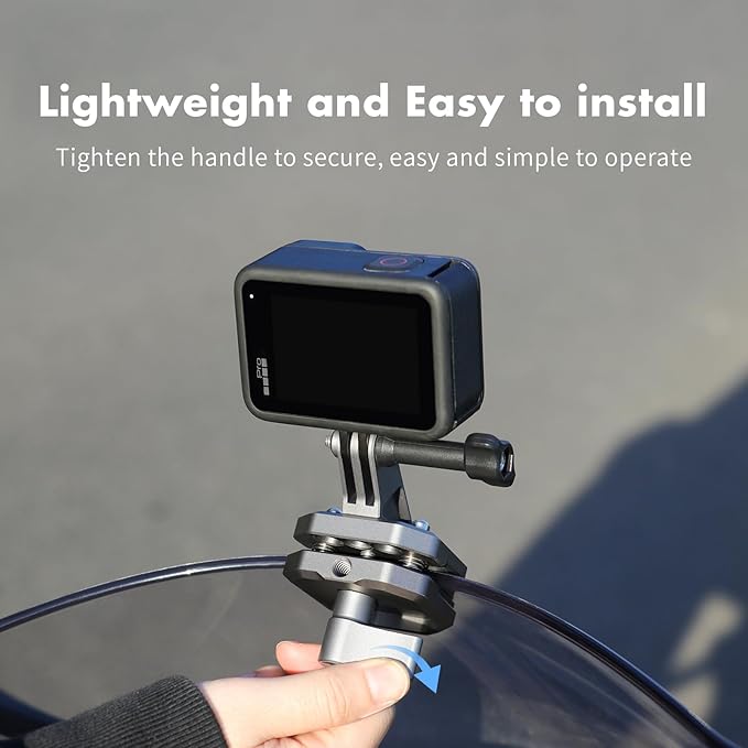 SEASKY M02 Motorcycle Windscreen Clamp Mount Motorbike Accessories for Gopro Hero 13 12 11 10 9 8 for DJI Action 5 4 3 2 OSMO 360 for insta360 X5 X4 X3 Ace Pro 2 Action Camera All Aluminum Metal