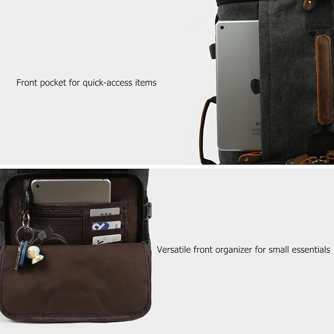 G-FAVOR 40L Travel Backpack for Men, Large Vintage Canvas Rucksack 3 in 1 Convertible Duffel Bag Carry On Backpack Fits for 17.3 Inch Laptop