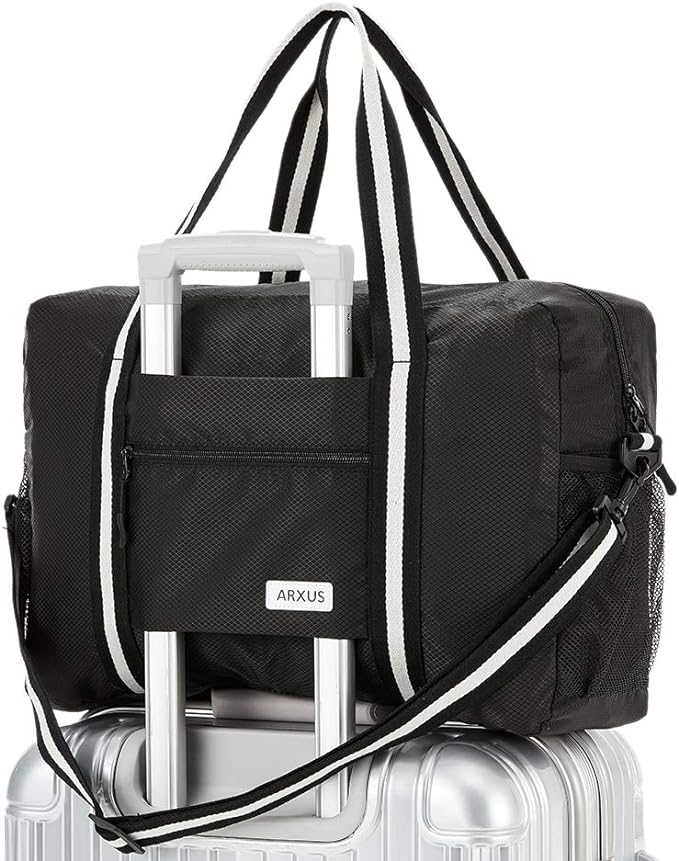 Arxus Foldable Tote Bag for Travel Expandable Lightweight Carry On Luggage 22L Packable Duffle Bag for Traveling