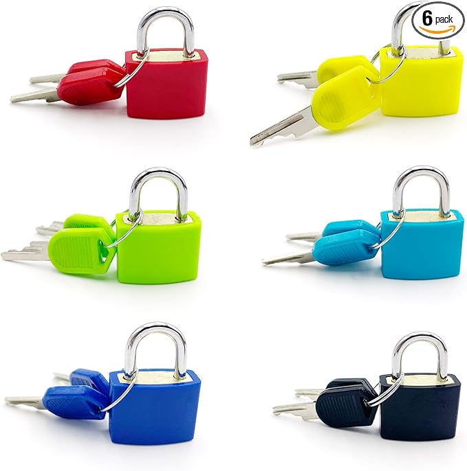 6PCS,Suitcase Locks,Small Padlock,Locker Lock with Key,Mini Locks with Keys,Perfect for Securing Backpacks, Boxes, School, and More