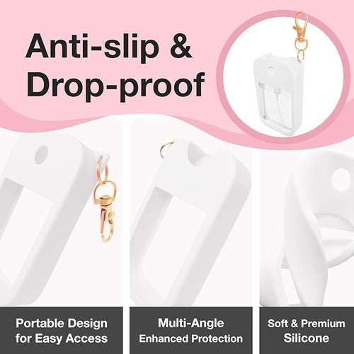 1 PC Soft Silicone Case for Touchland Power Mist (1FL. OZ./30 mL), Protective and Stylish Case with Keychain Compatible with Touchland Hand Sanitizer Spray (White)