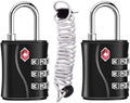 ZHEGE Suitcase Locks TSA Approved, 3 Digit Luggage Locks with Flexible Cable (30 in) for Travel, School & Gym Locker (Black, 2 Pack)
