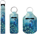 Suobstales 3Pcs Travel Bottles Keychain Holder Set,Travel Bottle Sleeves+Neoprene Chapstick Holders+Lanyard Keychain