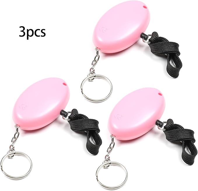 Othmro 3Pcs 120DB Personal Security Alarm Keychains Safe Sound Personal Alarms with LED Lights Emergency Safety Alarm Keychains for Women Men Children Elderly Bags Backpacks Suitcases Pink