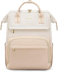 LOVEVOOK Leather Backpack for Women, 17 inch Laptop Backpack, Professional Work & Travel Bag, Beige-Flesh Beige
