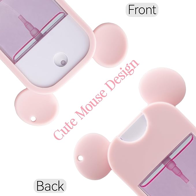 TERPINK Silicone Case Compatible with Touchland Hand Sanitizer Spray 1 fl oz, Mouse Design Protective Case with Keychain for Power Mist and Glow Mist, Hand Sanitizer Spray Accessory 1 Pack (Pink)
