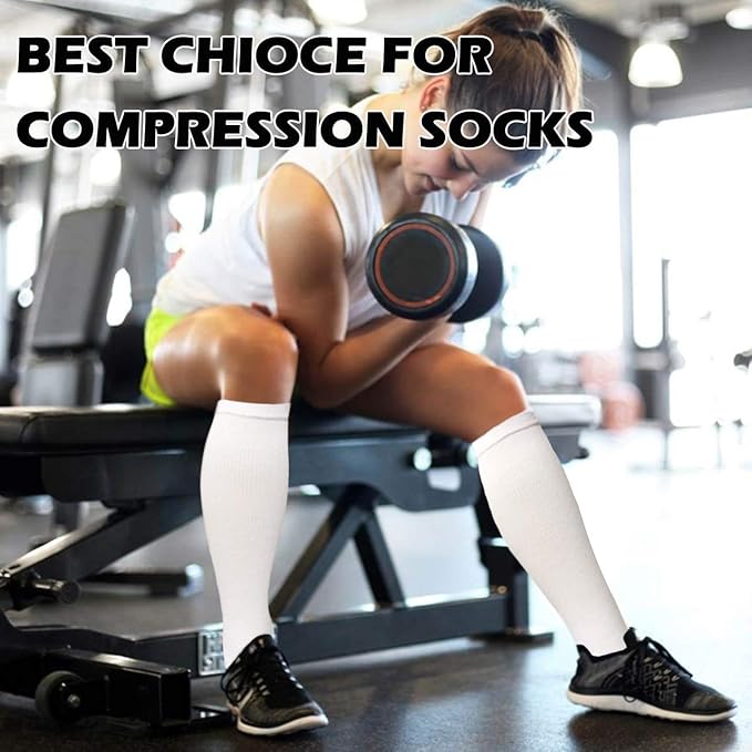 Sooverki Copper Compression Socks for Men & Women 8 Pack 15-20mmHg - Knee High Stockings Best Support for Running Athletic