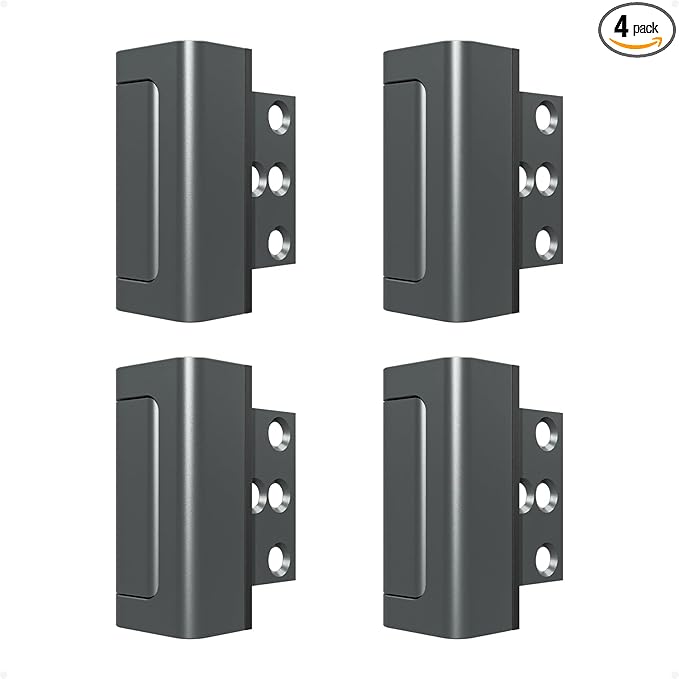 Greatalent 4Pack Home Security Door Reinforcement Lock Childproof, Door Locks for Kids Safety, Door Lock Latch Stopper for Front Door Inside Top of Door, Aluminum Construction Finish