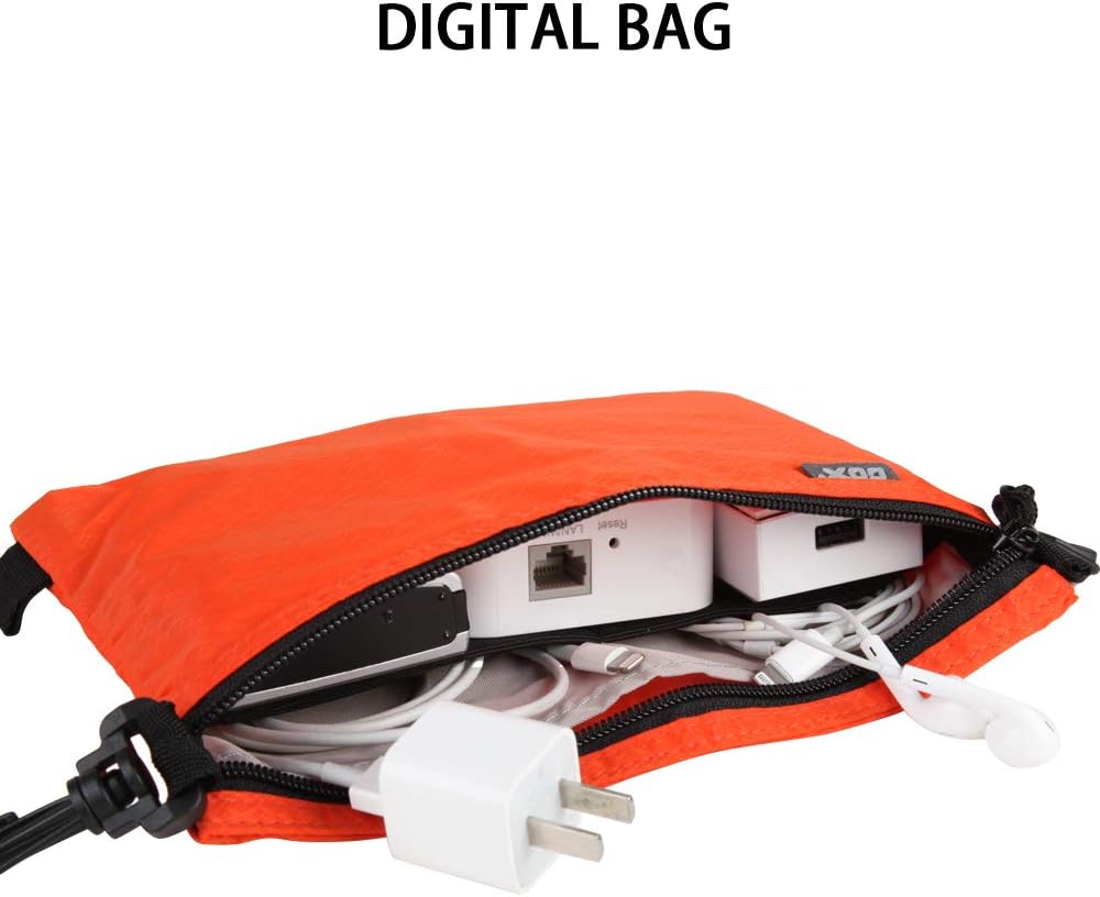 GOX Travel Toiletry Bag, Carry On Small Zipper Pouch, Cosmetic Kit Makeup, Digital Bag, Water Repellent Nylon (Orange)