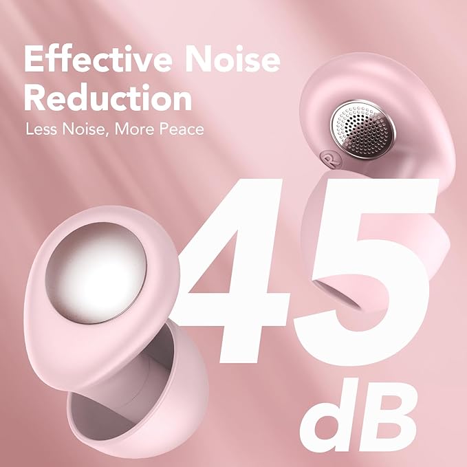 Ear Plugs for Sleeping,Noise Cancelling Silicone Earplugs for Noise Reduction & Snoring,45 dB,Ear Plugs for Sleep, Soft Earplugs Reusable Concert Ear Plug,Hearing Protection with 8 Earpieces, Pink