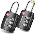 2 Pack TSA Approved Travel Luggage Locks, Combination Lock Alloy Body, Metal Keyless 3-Digit Padlocks, TSA Accepted Compatible Padlock for Gym Locker, Golf Bag Case, Backpack, Black-by GIVERARE