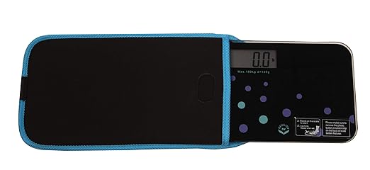 NewlineNY Trendy Wave Mini Bathroom Scale + Travel Slip Case, SBB0721M-NYTW + NY-MSS101-BBL