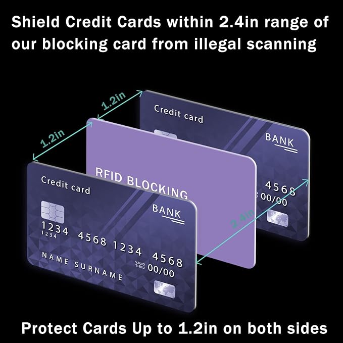 RFID Blocking Card - 3 Pack, Contactless NFC Credit Card ID Protection Safe Bank Card Passport Entire Wallet Purse Shield Protector Blocker Guard (Pack of 3, Purple)