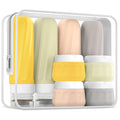 Mrsdry Travel Size Toiletries 8 Pack, TSA Approved 3oz/1oz Silicone Squeezable Creams Jars with Clear Travel Bag