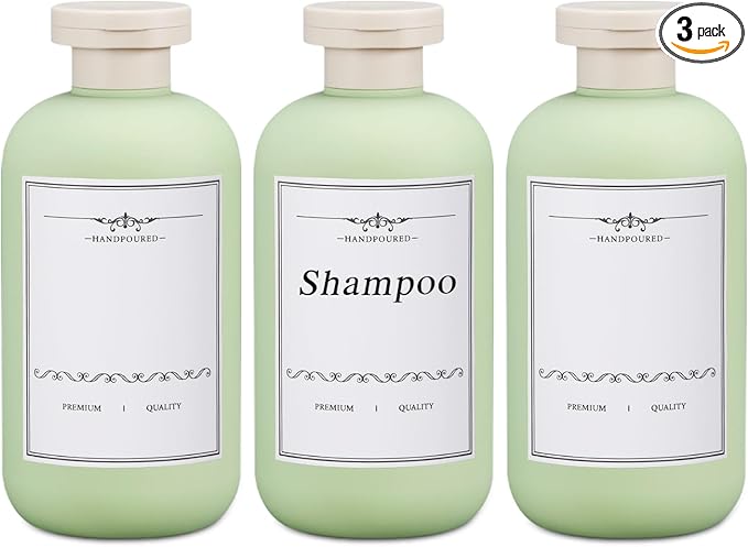 6.8oz Travel Bottles for Toiletries, Empty Plastic Squeeze Bottles with Flip Cap, Lotion Container for Toiletries Travel Size Shampoo and Conditioner (3 pack Green)