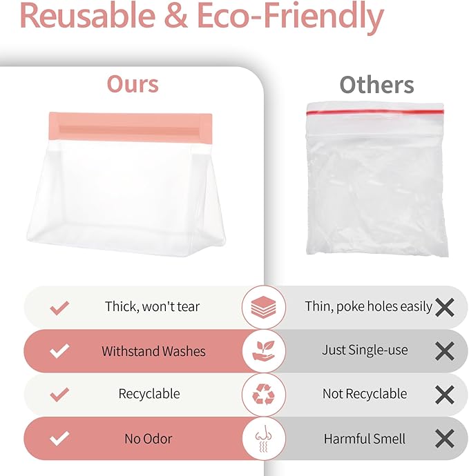 PACKISM Leakpoof Clear Cosmetic Bags - Sealed TSA Approved Toiletry Bags, Reusable and Easy to Clean, Semi-Transparent Clear Toiletry Bag, Carry on Airport Airline Compliant Bag, 1L+2M+1S, Pink