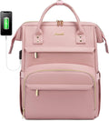 LOVEVOOK Leather Laptop Backpack for Women 15.6 inch, Travel Purse with USB Port, Pink