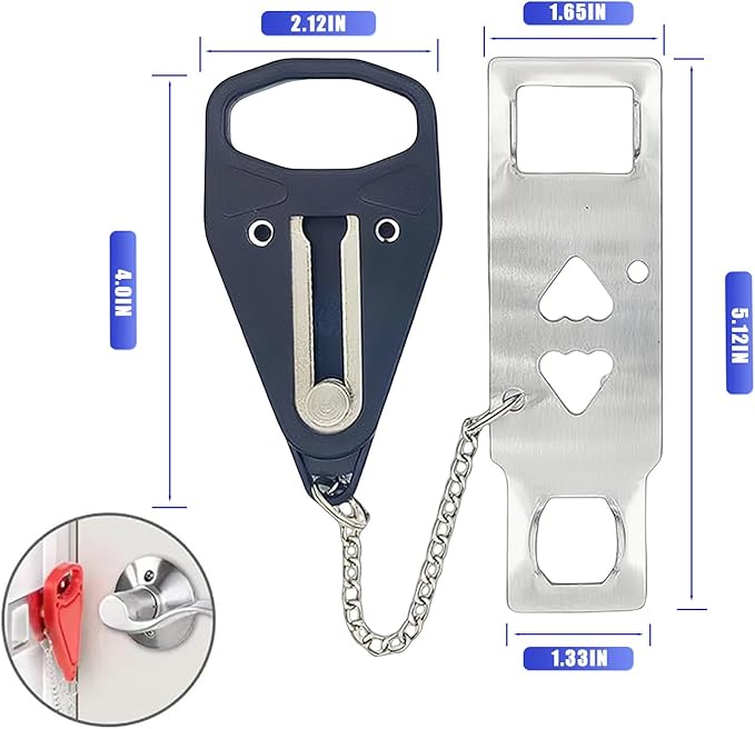 Portable Door Lock, Extra Lock for Additional Privacy and Safety in Apartment Home, Protect Family Security and Prevent Unauthorized Entry in Traveling, Home, Bedroom, Hotel, Apartment. (Black)